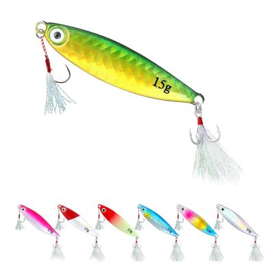 China Durable Iron Plate Bait Jigs Metal Lure Fish 7g 10g 15g 20g 30g Shore Lead Trolling Fish Bait 3D Eyes Bait for sale