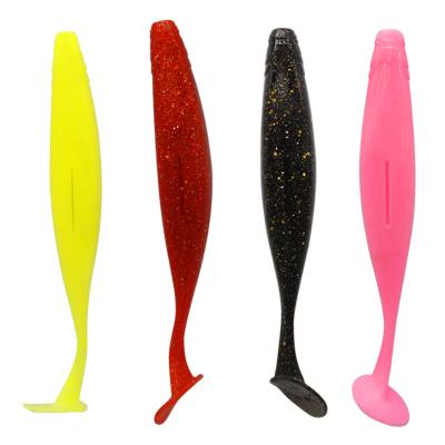 China High Quality Fishing Lures 12cm Bulk Durable 15cm Baits Tackle T-tail Worm Lure Paddle Soft Tail For Saltwater Casting Fishing for sale