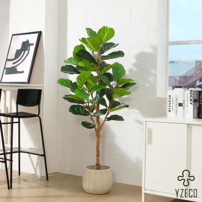 China 2024 Low MOQ Fabric Faux Fiddle Leaf Fig Tree With Black Plastic Pot Green Artificial (Fábrica de baixo MOQ) à venda