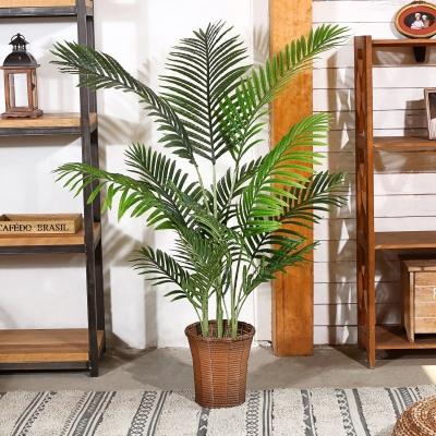 China 120cm High Simulation Leaves Artificial Plastic Palm Tree for Garden Landscaping Indoor for sale