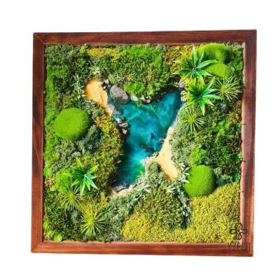 China 30*30cm Reindeer Moss Wall Stabilized Panel Art For Landscape Decoration with Customized Logo for sale