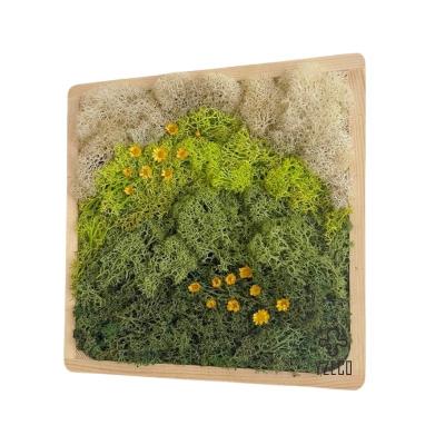 China 40*40cm Wooden Wall Art Preserved Moss Photo Frame Suitable for Home Room Decoration for sale