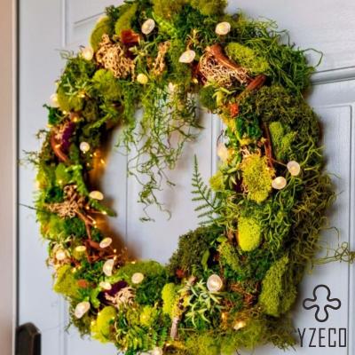 China Customized Colors Long Life Spliced Garland Moss Wreaths For Wedding Venue Decoration for sale