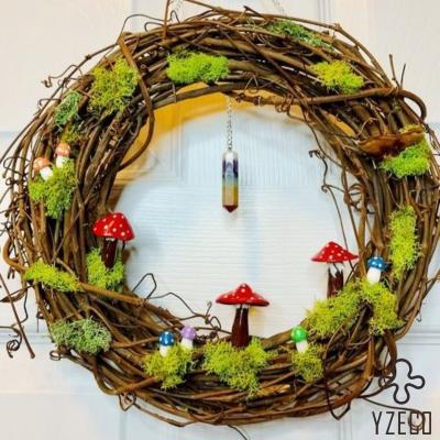 China Office Decor Eco-Friendly Customized Logo Accepted Dry Preserved Topiary Moss Wreath for sale