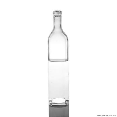 China Competitive Price 750ml Clear Vodka Empty Glass Beverage Bottle With Screw Cap for sale