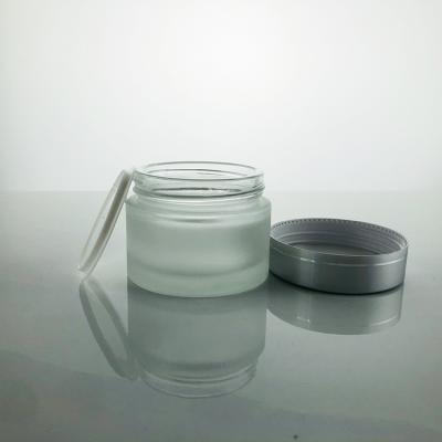 China High Quality Fancy Personal Care 50g Frost White Cosmetic Glass Jar For Sale for sale