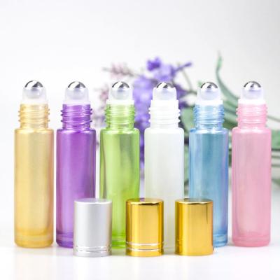 China Rainbow Color Hot Sale Personal Care Roller Bottle Roll-on Sheath Glass Perfume Bottle for sale