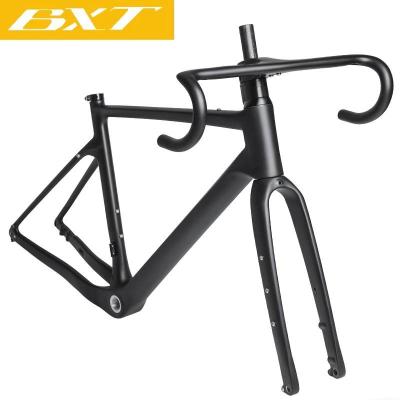 China Mountain Bikes Carbon Fiber Gravel Sight Disc Brake 700C Mountain Bike Cable XC Cyclocross Bike Frameset Hidden Sight With Handlebar for sale