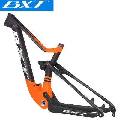 China Mountain Bikes Carbon MTB Bike Frame 29er Boost Full Suspension Frame Travel 100mm Mountain XC Bicycle Frame for sale