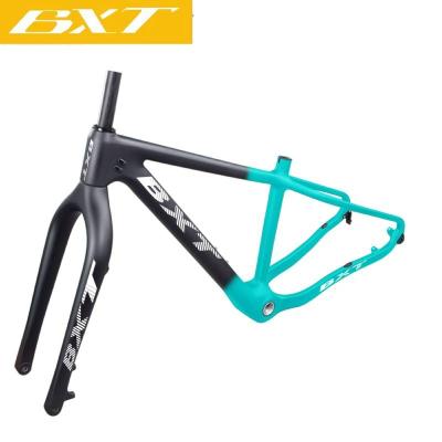 China EPS Tech Carbon Fiber Beach Snow Fat Frame And Fork Tapered Kids MTB Bike Frameset By Axle Fat Tire Frame And Fork for sale