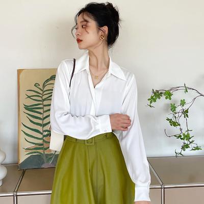 China Hanna Wholesale Price Fall Women's Anti-wrinkle use official satin blouses shirts ladies designs white formal blouse tops for women 2022 for sale