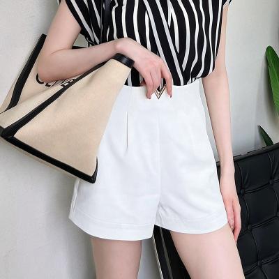 China Hanna Summer Simple Formal Style Fashion Breathable Ladies High Waist Shorts Women's Casual White Color Slim Shorts Pants Wholesale for sale