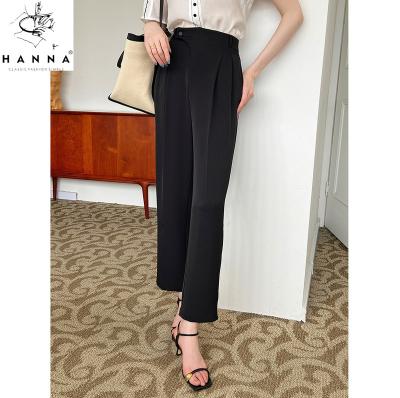 China Hanna New Formal Style Fashion Office Ladies Pocket Straight Pants Solid Color Breathable Formal Single Waist Pants High For Women for sale