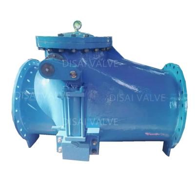 China General Ductile Iron Swing Check Valve GJS500-7/GJS400-15 PN10/16 With Counterweight And Hydraulic Damper for sale