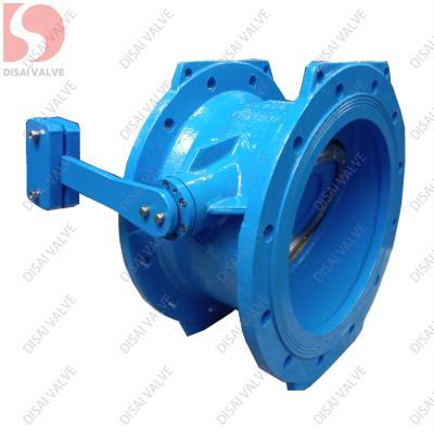 China General butterfly check valve tilting type with lever counterweight and hydraulic damper cylinder for sale