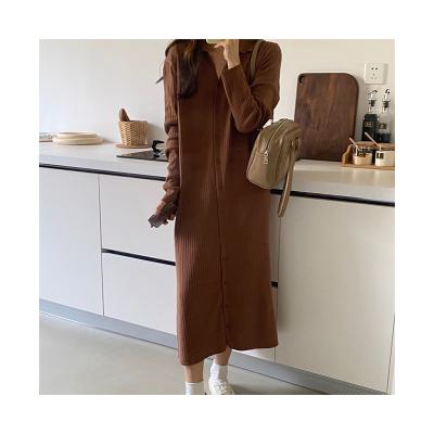 China Anti-wrinkle newcomers knitting woolen women dress 2021 ladies long sleeve slim fashion clothes long sleeve sweater dress for sale