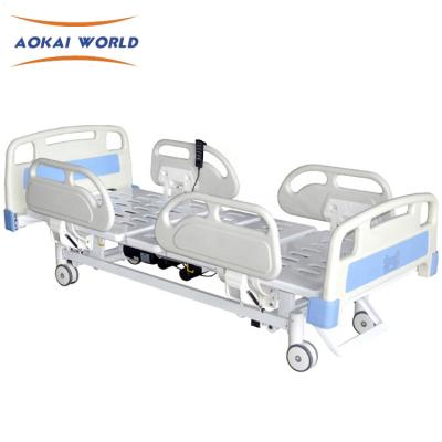 China Linak 3 Function Adjustable Electric Hospital Bed with 3 Motors for Medical ICU for sale