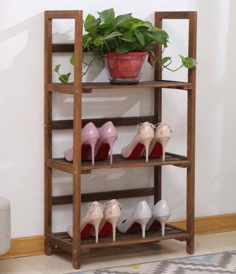 China Factory Customized High Quality Living Room K/D Design Solid Wood Standing Display Rack (Other) Adjustable Pick Up Wooden Shoe Racks for sale