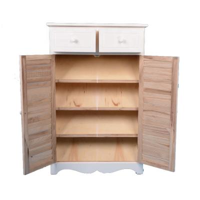 China Hot Wholesale Environmentally Friendly Factory New Classic White Wooden Shoe Cabinet Shoe Rack With Shuttered Door for sale