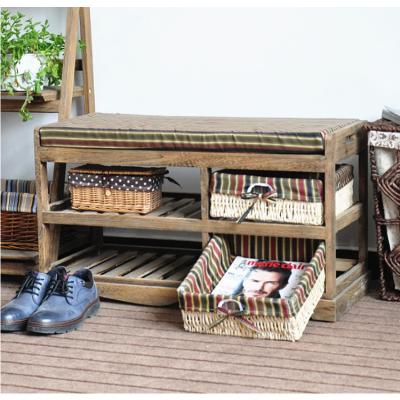 China Factory Wholesale High Quality Rustic Antique Adjustable Shoe Cabinet Solid Wood Shoe Bench (Other) for sale