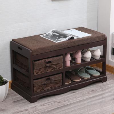 China (Other) Factory Adjustable Hot Wholesale High Quality Customized Antique Living Room Bedroom Shoes Bench Changing Solid Wood Shoes Shoe Rack for sale