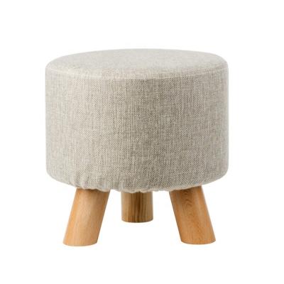 China Factory Price Eco-Friendly Hot Wholesale Customized Home Round Upholstered Ottoman Foot Stool With 3 Wooden Legs for sale