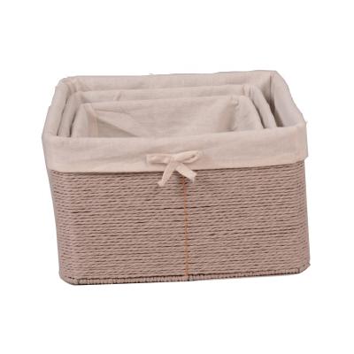 China Factory Wholesale High Quality Viable Living Room Woven Natural Corn Husk Straw Woven Organizer Storage Basket for sale