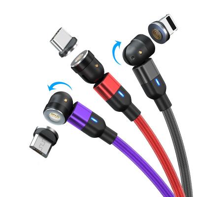 China Mobile Phone 540 Degree Rotating 3 in 1 Magnetic Cable Magnet Phone USB Charging Cable Fast Charging Cord for sale