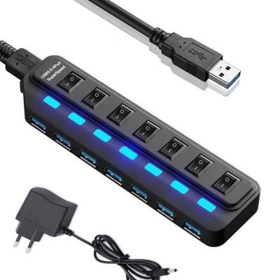 China For Laptop Desktop PC For Ps4 Ps5 Wholesale New Upgrade 7port Usb Splitter Extend 7 Port 3.0 Port 3.0 High Speed ​​Usb Hub Wholesale Usb Hub for sale