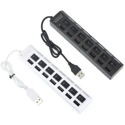 China Portable 7 Port Desktop Multi Left High Speed ​​On/Off Switch Adapter Hub 2.0 Laptop PC USB USB Splitter For Computer Laptop for sale