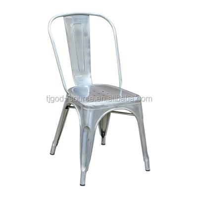 China Restaurant Chair Clear Liquid Metal Finish Industrial Vintage Metal Chair for sale