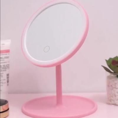 China Factory Custom Lighted Magnifying Tabletop Round Makeup Cosmetic Mirror With LED Light for sale