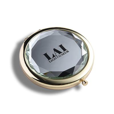 China Wholesale Crystal Makeup Mirror Custom Round Pocket Magnifying Mirror for sale