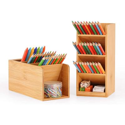 China Eco-Friendly Amazon Sells Four Layers To Receive Pencil Organizer Bamboo Storage Holder Cell Phone Holder for sale