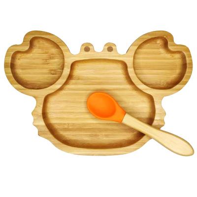 China Minimalist Cute Drop-proof Suction Cup Baby Cutlery Baby Free Sample Baby Bamboo Dish for sale