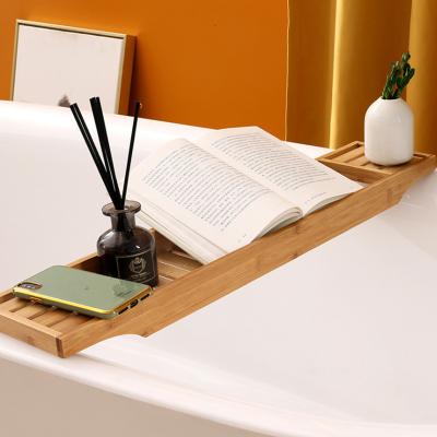 China Standing Type Modern Bamboo Shower Tray Trolley and Wine Rack Bamboo Bath Rack, Bathtub Trolley for sale