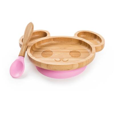 China High Quality Custom Eco-Friendly Large Round Fruit Bamboo Salad Bowl For American Market Baby Dish With Silicone Suction 14.7x20x4cm for sale