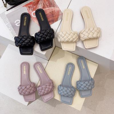 China C36 Steel Flat Toe Slippers Women's Woven Sandals for sale