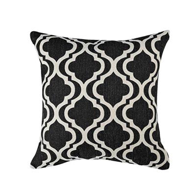 China Wholesale Custom Printed Polyester Folded Sofa Cushion Cover Black White Geometric Black and White Set 18 x 18 inches for sale