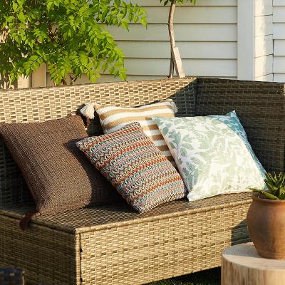 China Monad High Light Stability Folded Waterproof Fabrics Customized Printed Straw Woven Set Outdoor Cushion Cover for sale