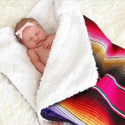 China Durable Warm Decorative Mexican Fleece Mexican Stripe Plush Toddler Baby Toddler Baby Blanket Cozy Household Blanket For Kids for sale