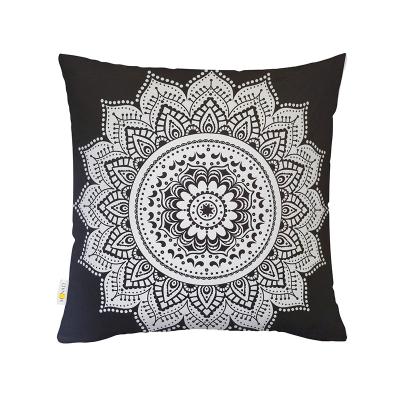 China Wholesalers India Mandala Black White Printed Ethnic Folded Cushion Cover For Living Room for sale