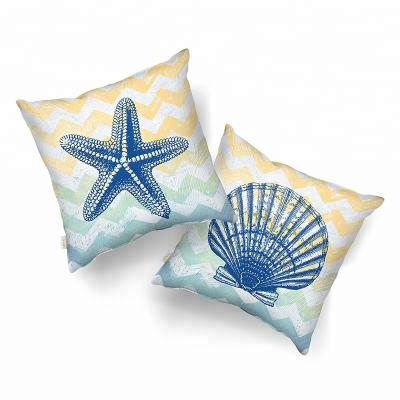 China Viable Monad Mediterranean Ocean Marine Sea Side Digital Printed Pattern Decorative Cushion Cover for sale