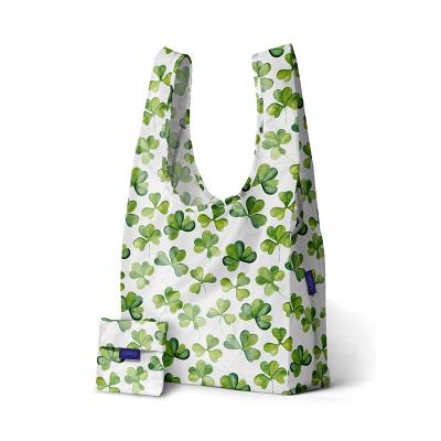 China Eco Monad Custom Printed Foldable Nylon Shopping Tote Bag Eco Reusable Portable Shoulder Handbags Travel Waterproof Grocery Pouch for sale