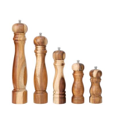 China Sustainable Manual Wooden Salt Shaker And Pepper Mill Set Pepper Grinder Salt Shaker Kitchen Tool for sale