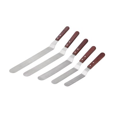 China Disposable Cake Decorating Tools Stainless Steel Butter Cream Knife Spatula With Wooden Handle Baking Tools for sale