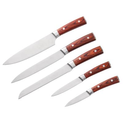 China Disposable Custom Design Stainless Steel Japanese Kitchen Knife Set With Wooden Handle for sale