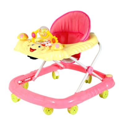 China Red Plastic Adjustable Baby Walker 6 Wheel Kids Walker With Musical for Girls for sale