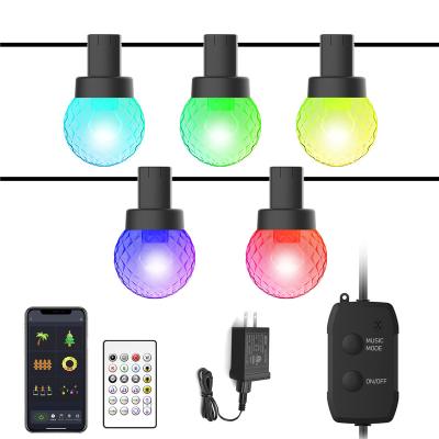 China Shatterproof App Control Color Changing IP65 Waterproof Commercial Christmas Decoration Smart G40 String Lights for sale