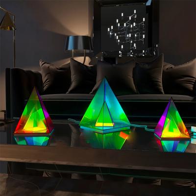 China Modern Design Acrylic Triangle Pyramid Modern Design Night Ambient Light For Bedroom for sale